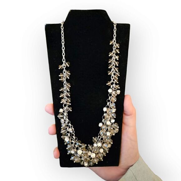 Rhinestone and Bead Cluster Necklace - Picture 6 of 6